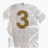 T-shirt oversize Adidas  Iconic 1963 bianca con dettagli oro, perle e strass